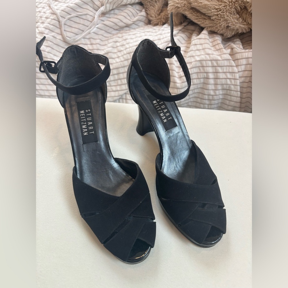 Stuart Weitzman Black Heels with Polished Finish - Picture 1 of 9